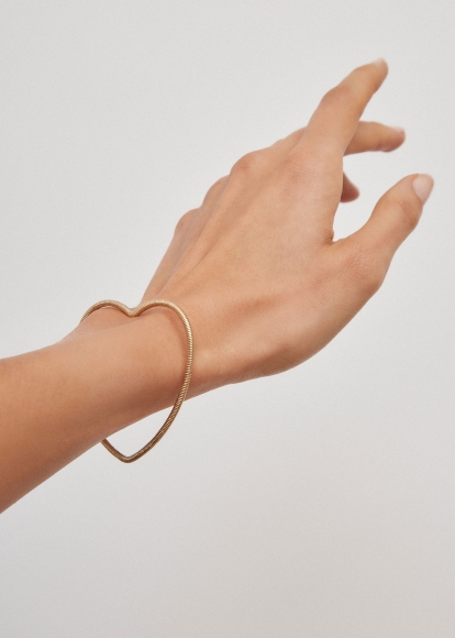 BRACELET JONC COEUR RAYURES PM OR JAUNE