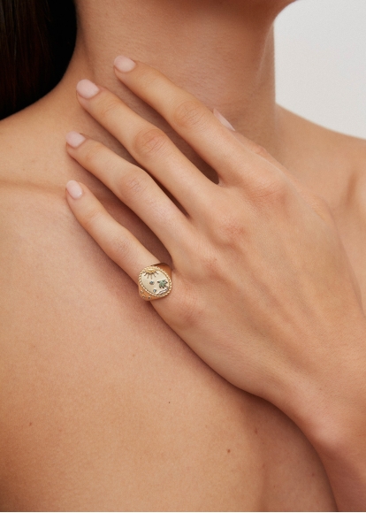 CHEVALIÈRE OVALE LA PLAGE OR JAUNE