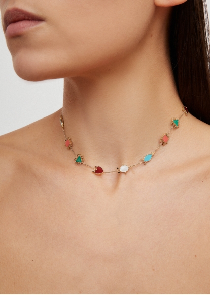 COLLIER PETITS PERSONNAGES OR JAUNE