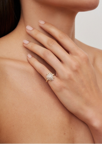 MINI BAGUE TORTUE COEUR OR JAUNE