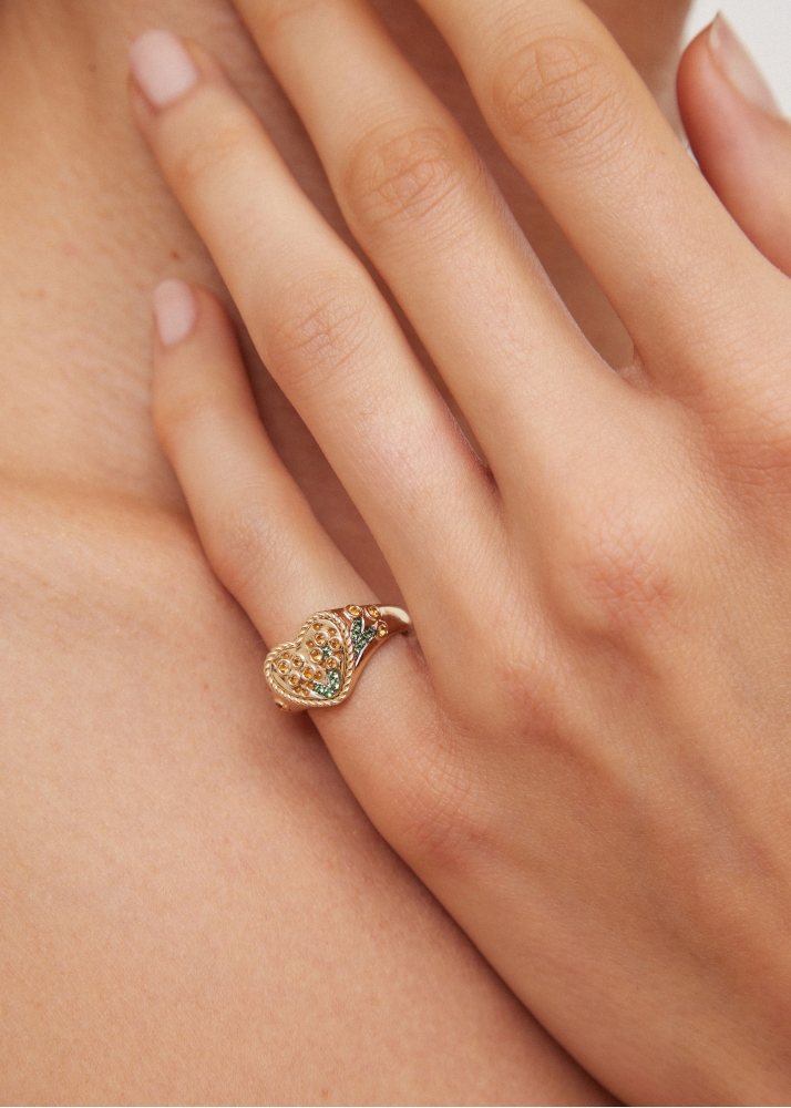 MINI CHEVALIÈRE COEUR MIMOSA OR JAUNE