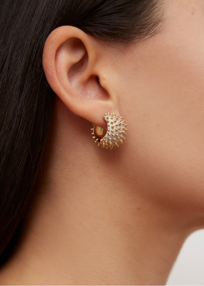 PAIRE DE CRÉOLES PICOTS DIAMANTS OR JAUNE