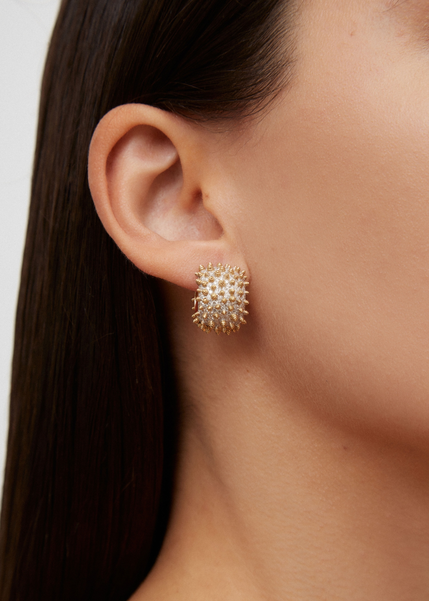 PAIRE DE CRÉOLES PICOTS DIAMANTS OR JAUNE