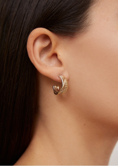 PAIRE DE CRÉOLES UN DEUX TROIS BERLINGOT PM OR JAUNE