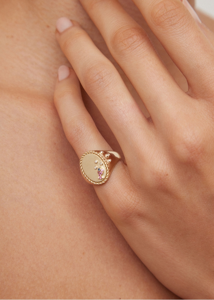 CHEVALIÈRE OVALE SOUS L'EAU OR JAUNE