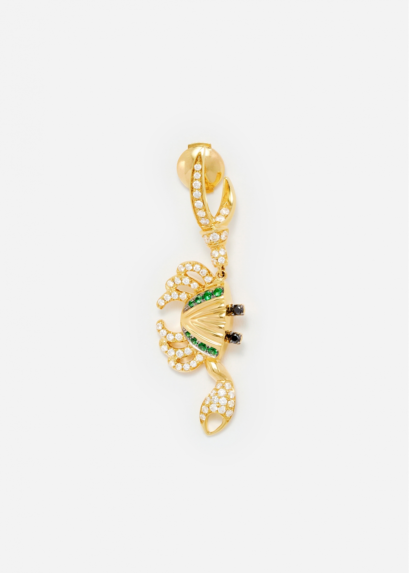 BOUCLE D'OREILLE CRABE TSAVORITES OR JAUNE