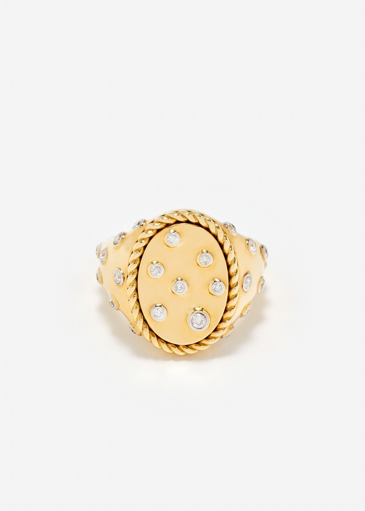 CHEVALIÈRE OVALE PLUMETIS DIAMANTS OR JAUNE