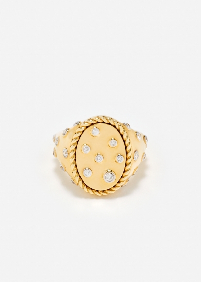 CHEVALIÈRE OVALE PLUMETIS DIAMANTS OR JAUNE