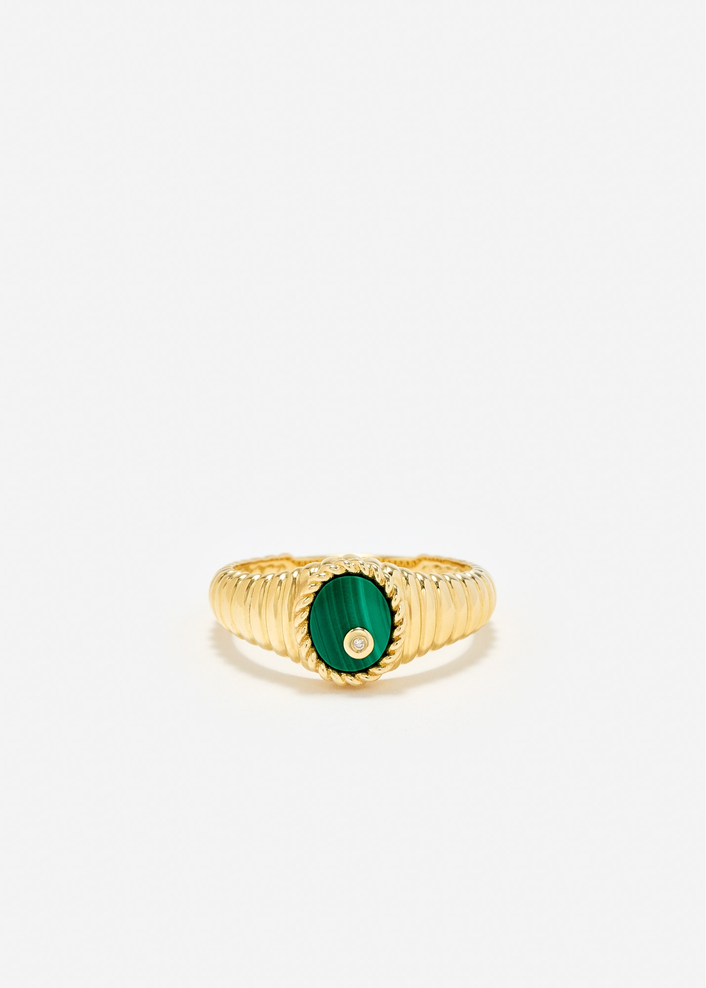 BABY CHEVALIÈRE OVALE BERLINGOT MALACHITE OR JAUNE