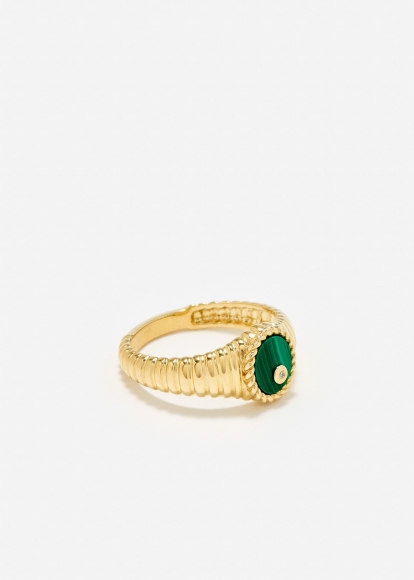 BABY CHEVALIÈRE OVALE BERLINGOT MALACHITE OR JAUNE