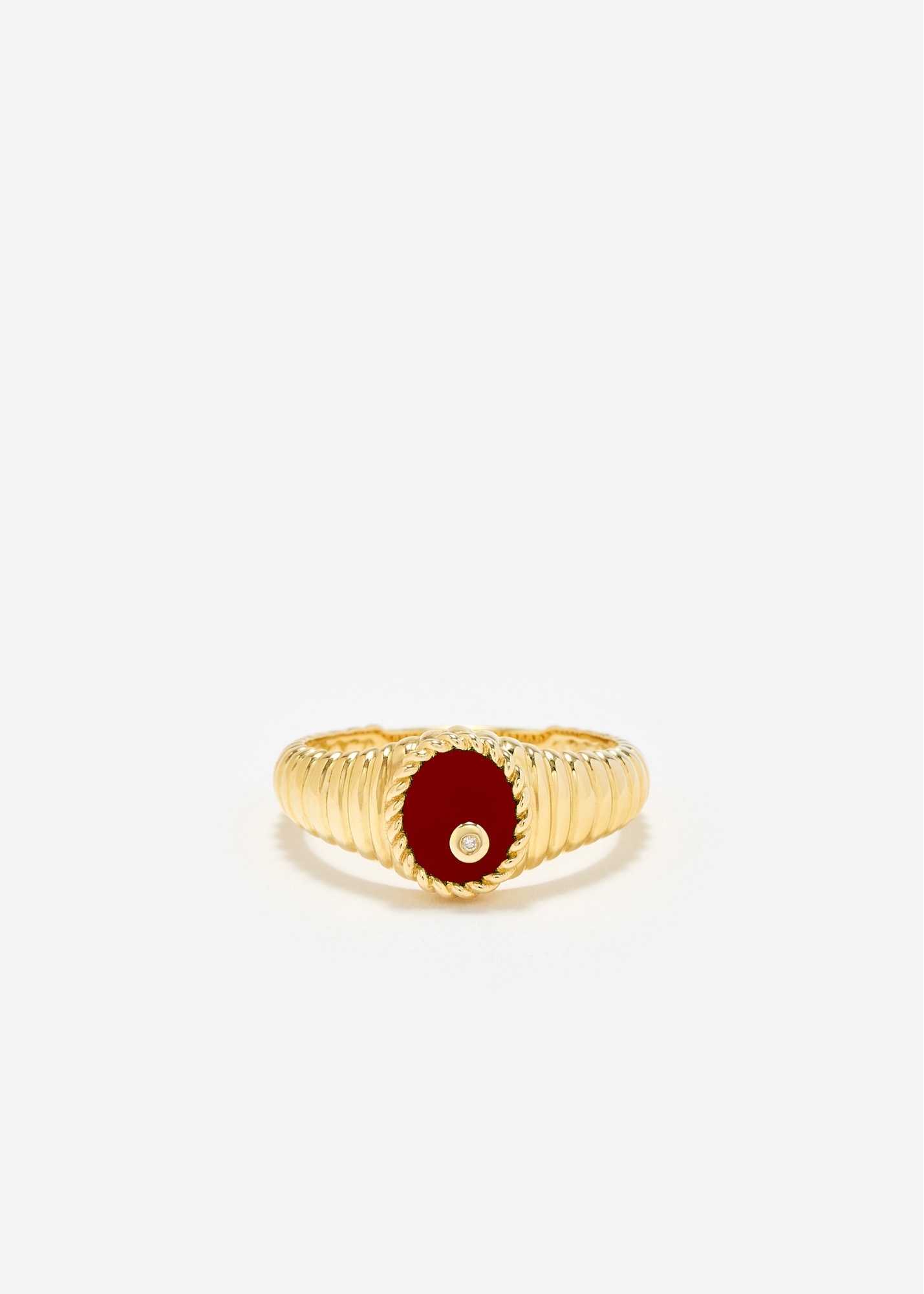 BABY CHEVALIÈRE OVALE BERLINGOT AGATE ROUGE OR JAUNE