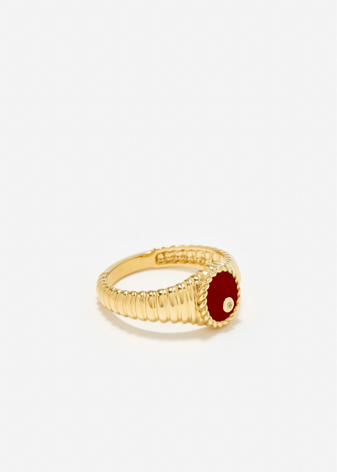 BABY CHEVALIÈRE OVALE BERLINGOT AGATE ROUGE OR JAUNE