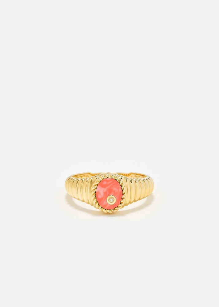 BABY CHEVALIÈRE OVALE BERLINGOT CORAIL OR JAUNE