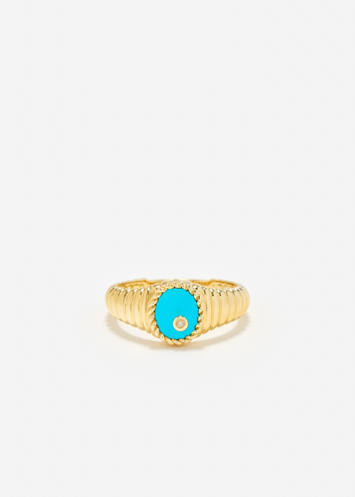 BABY CHEVALIÈRE OVALE BERLINGOT TURQUOISE OR JAUNE