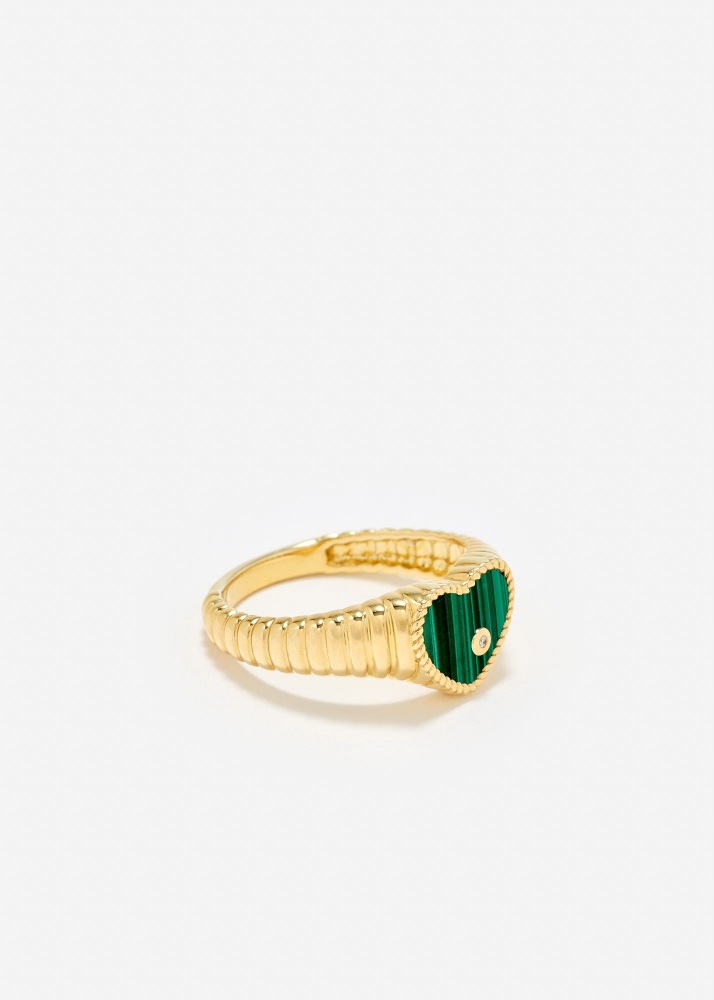 BABY CHEVALIÈRE COEUR BERLINGOT MALACHITE OR JAUNE