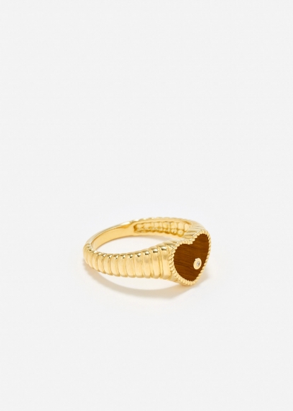 BABY CHEVALIÈRE COEUR BERLINGOT OEIL DE TIGRE OR JAUNE