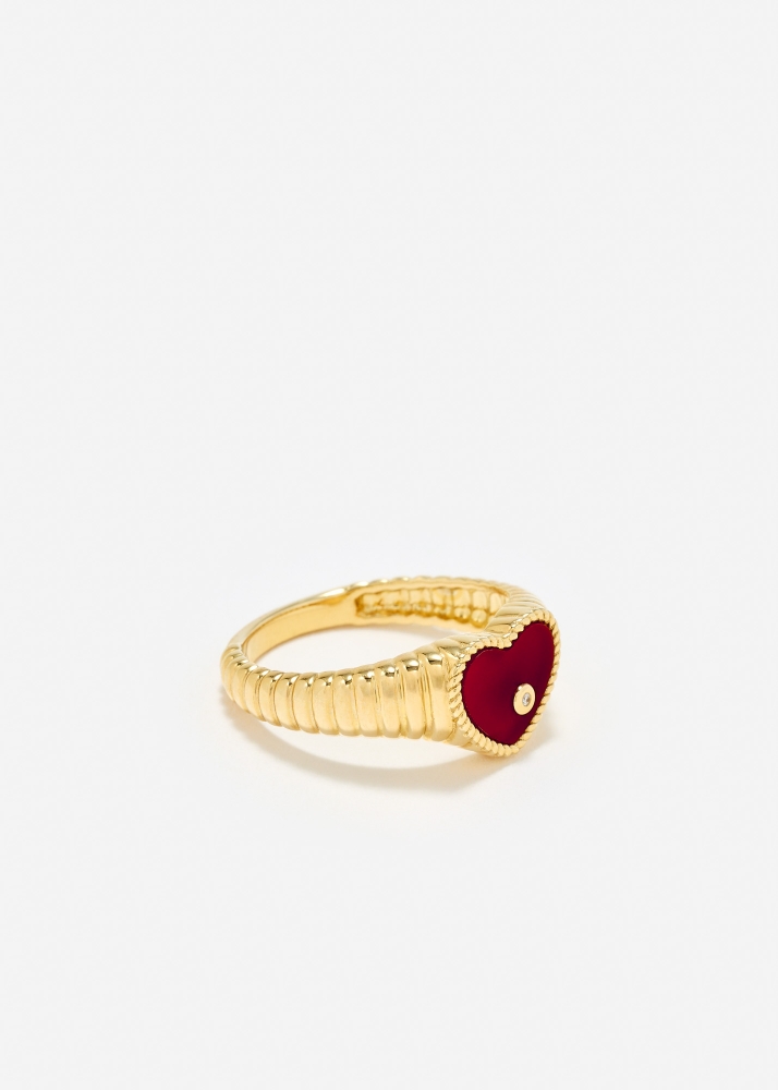 BABY CHEVALIÈRE COEUR BERLINGOT AGATE ROUGE OR JAUNE