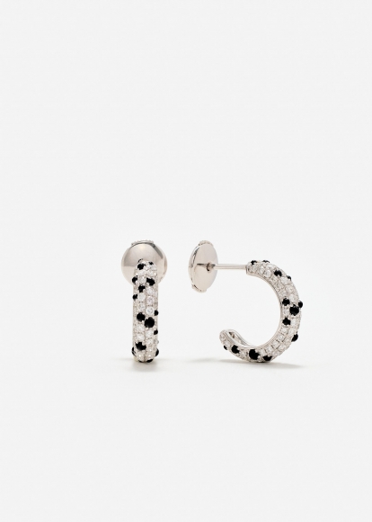 PAIRE DE CREOLES DALMATIEN DIAMANTS OR BLANC
