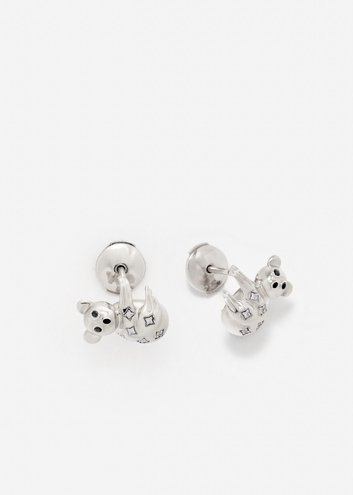 PAIRE DE BOUCLES D’OREILLE KOALA GOLD OR BLANC