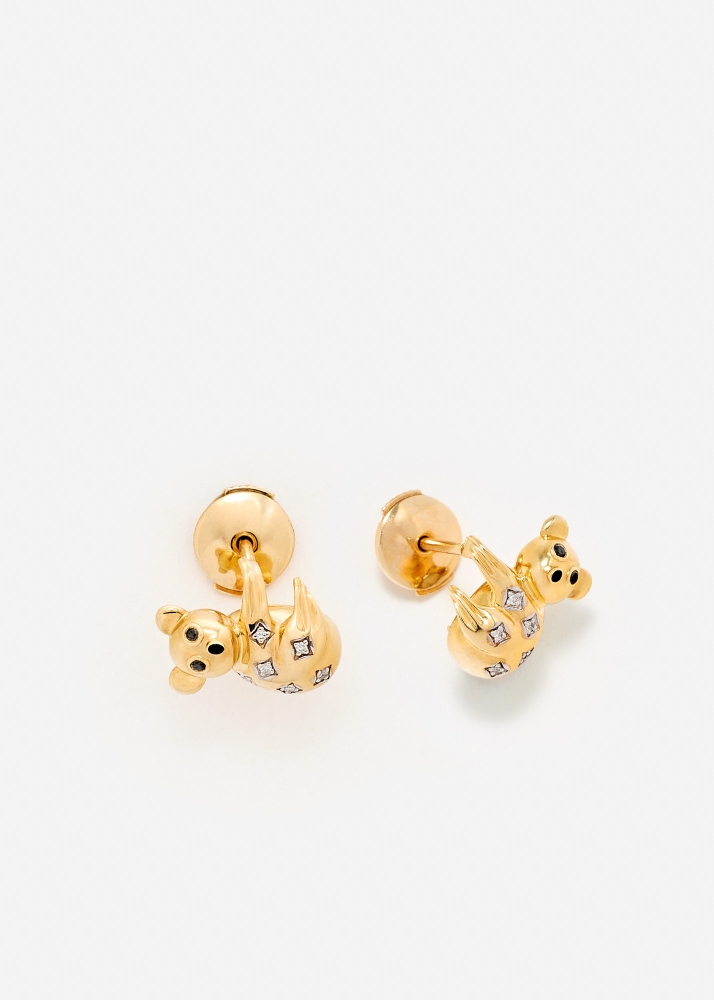 PAIRE DE BOUCLES D’OREILLE KOALA GOLD OR JAUNE