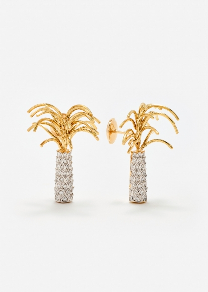 PAIRE DE BOUCLES D’OREILLE PALMIER OR JAUNE