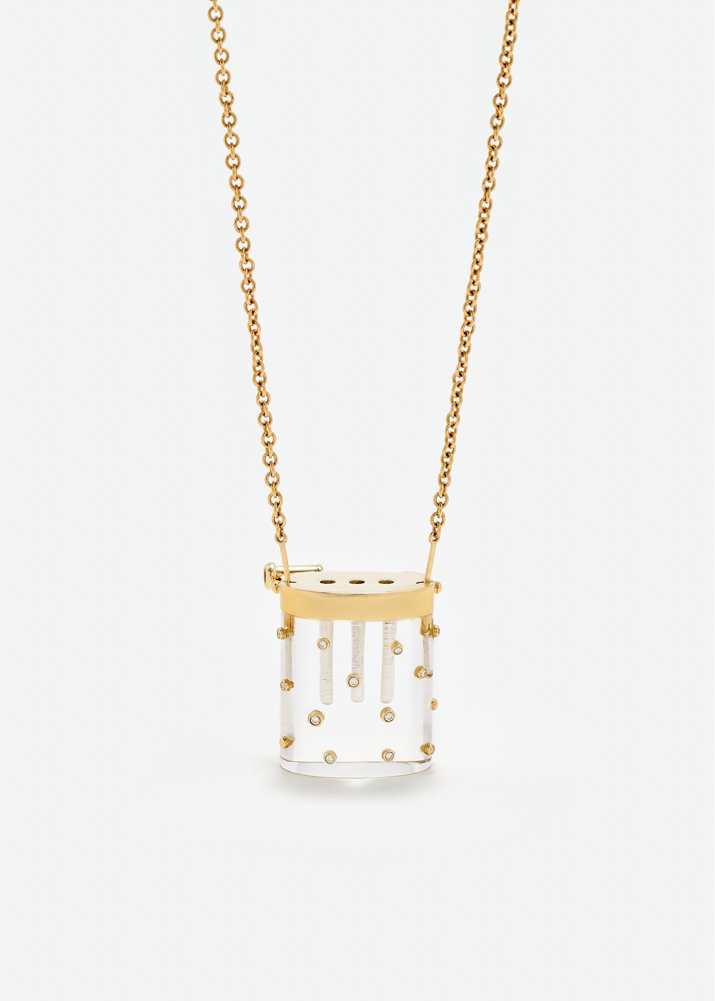 COLLIER BROCHE VASE CRYSTAL OR JAUNE