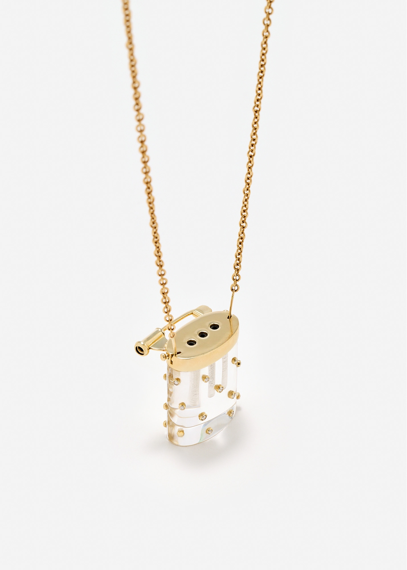 COLLIER BROCHE VASE CRYSTAL OR JAUNE