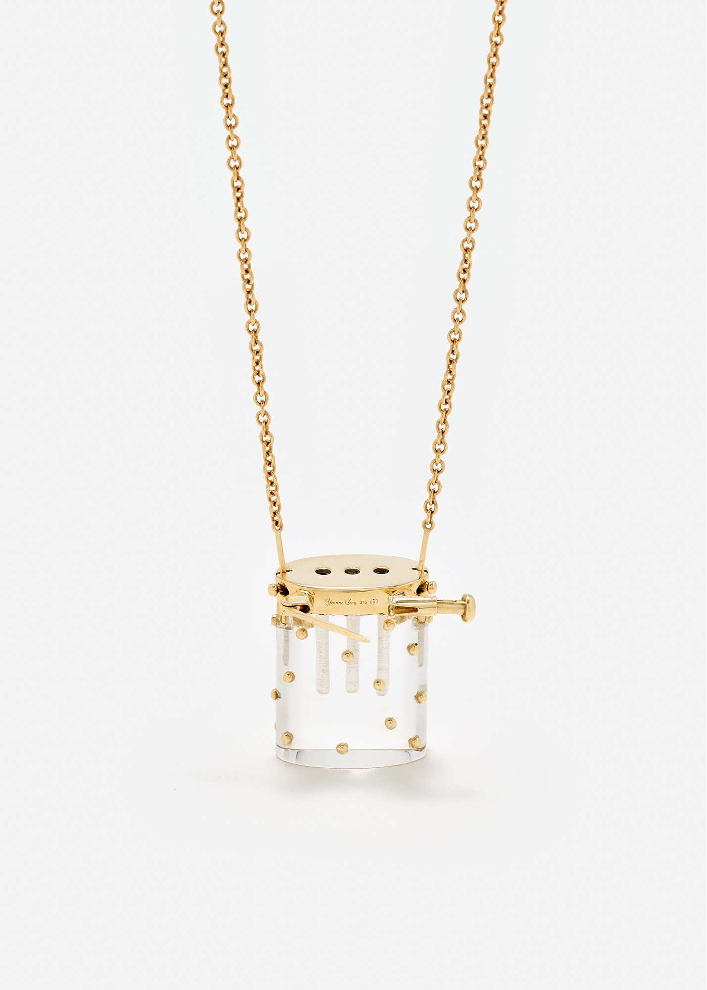 COLLIER BROCHE VASE CRYSTAL OR JAUNE