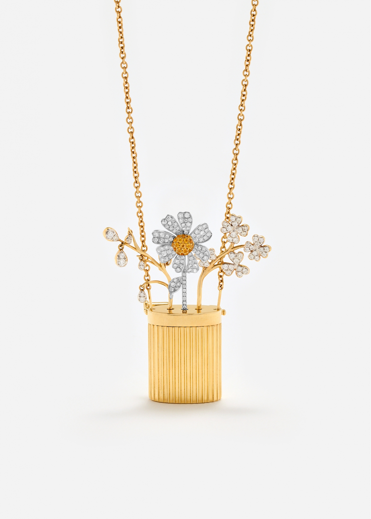 COLLIER BROCHE VASE BERLINGOT OR JAUNE