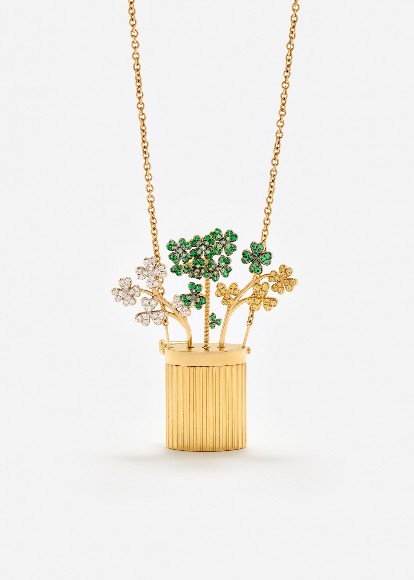 COLLIER BROCHE VASE BERLINGOT OR JAUNE