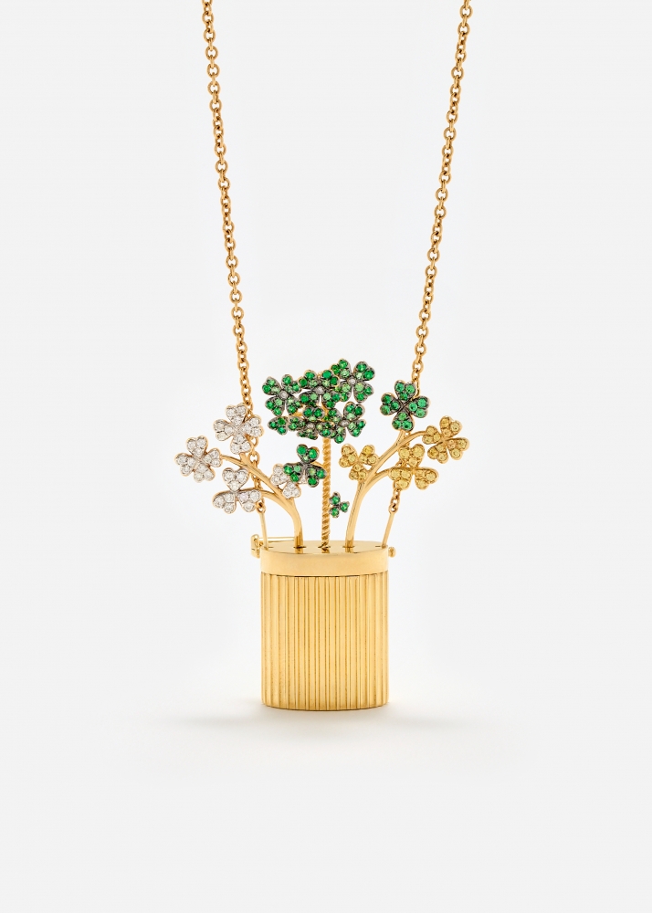 COLLIER BROCHE VASE BERLINGOT OR JAUNE