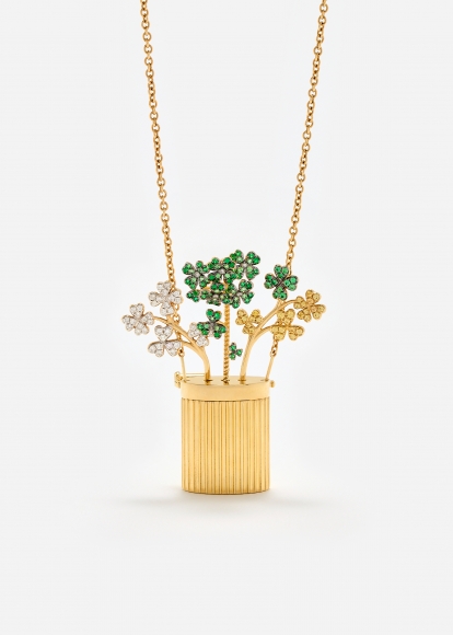 COLLIER BROCHE VASE BERLINGOT OR JAUNE