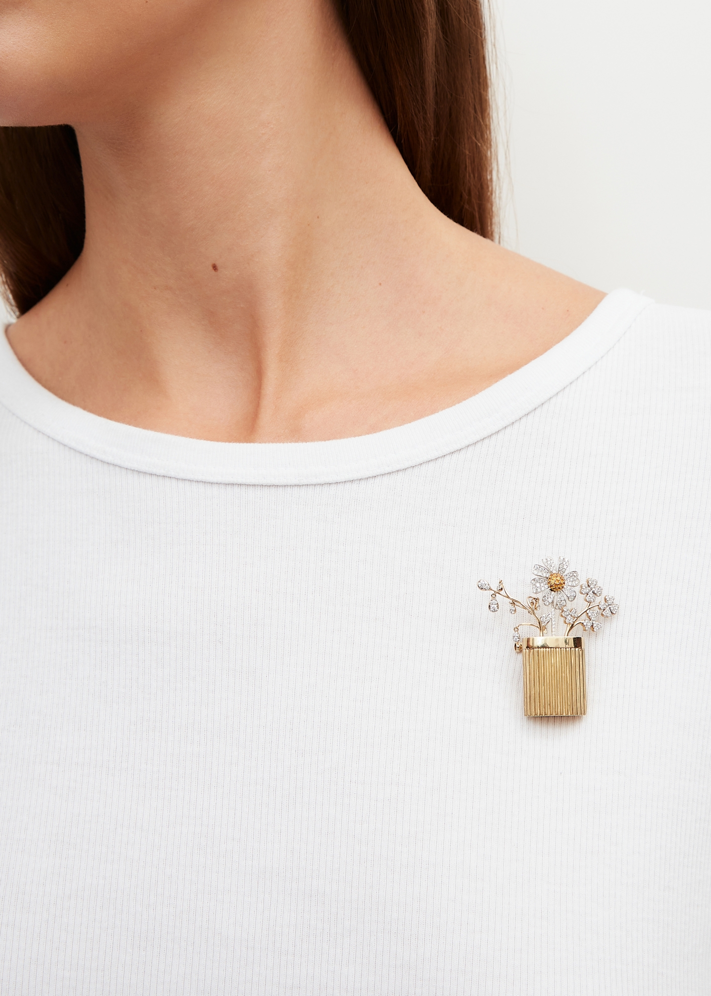 COLLIER BROCHE VASE BERLINGOT OR JAUNE