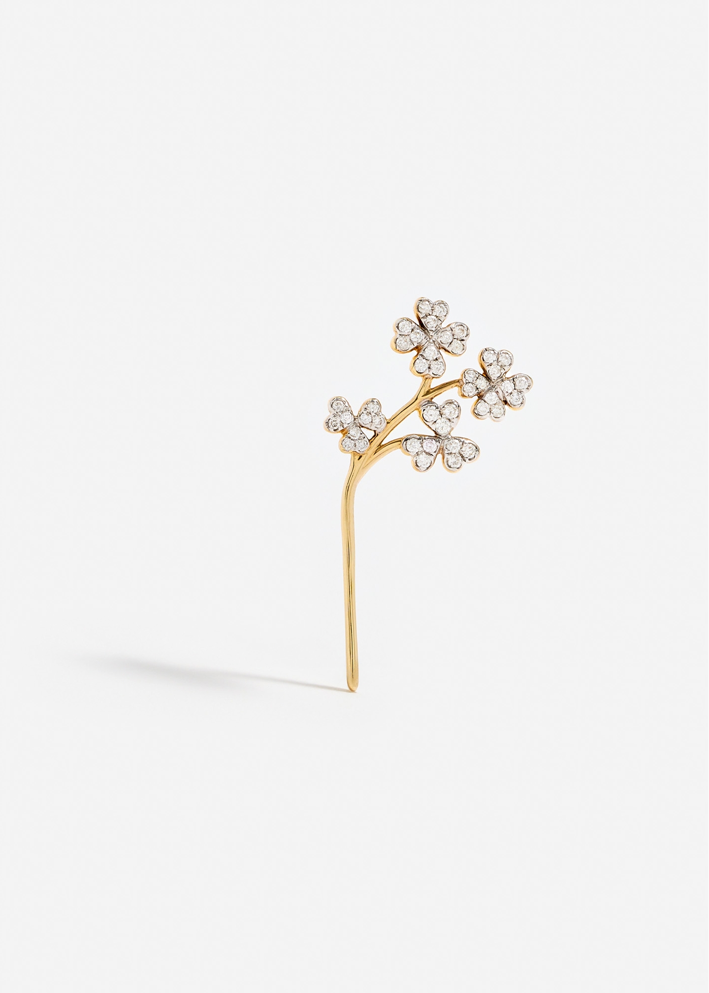 FLEUR DE CÔTÉ TRÈFLES DIAMANTS OR JAUNE