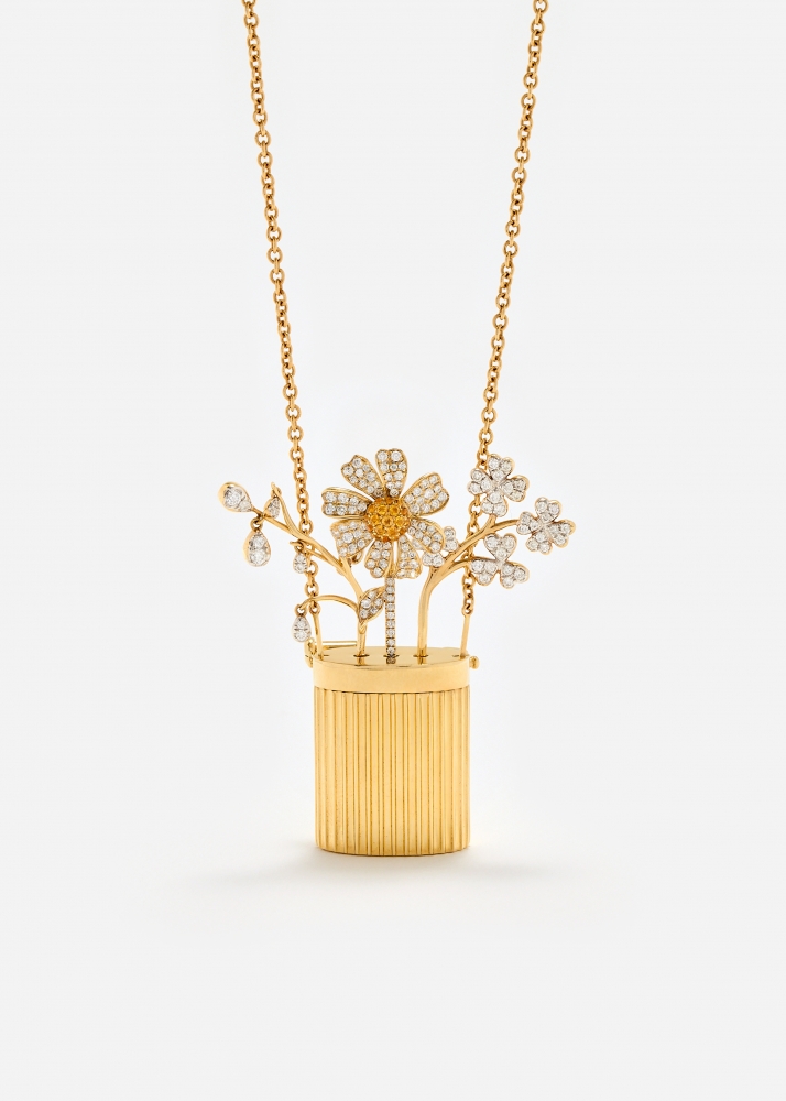 FLEUR DE CÔTÉ TRÈFLES DIAMANTS OR JAUNE