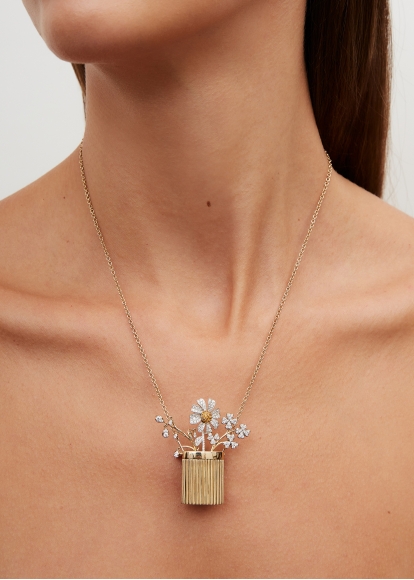 FLEUR DE CÔTÉ TRÈFLES DIAMANTS OR JAUNE