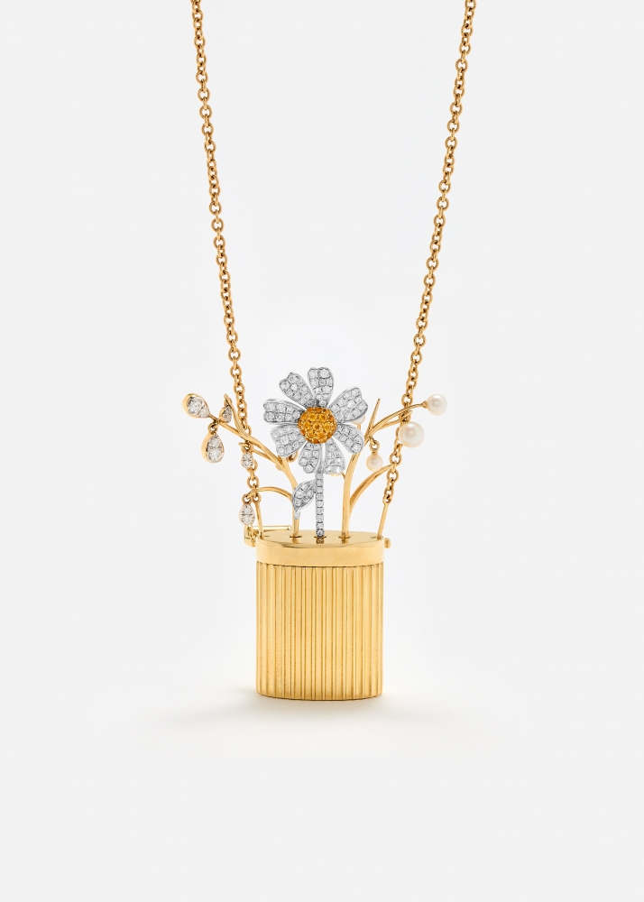 FLEUR DE CÔTÉ PAMPILLES POIRES DIAMANTS OR JAUNE