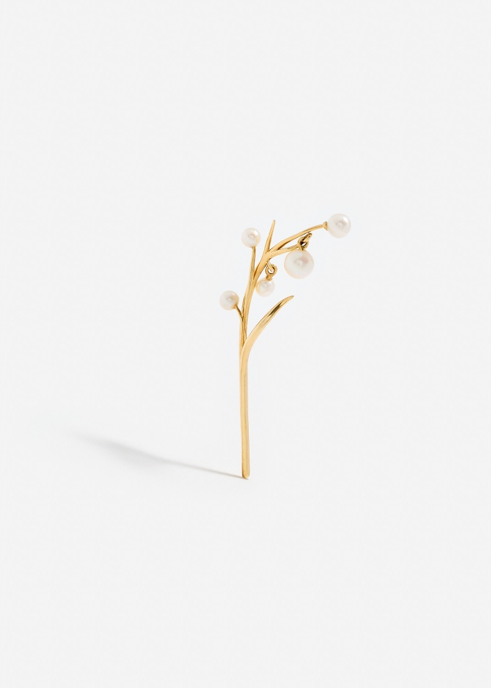FLEUR DE CÔTÉ PAMPILLES PERLES OR JAUNE