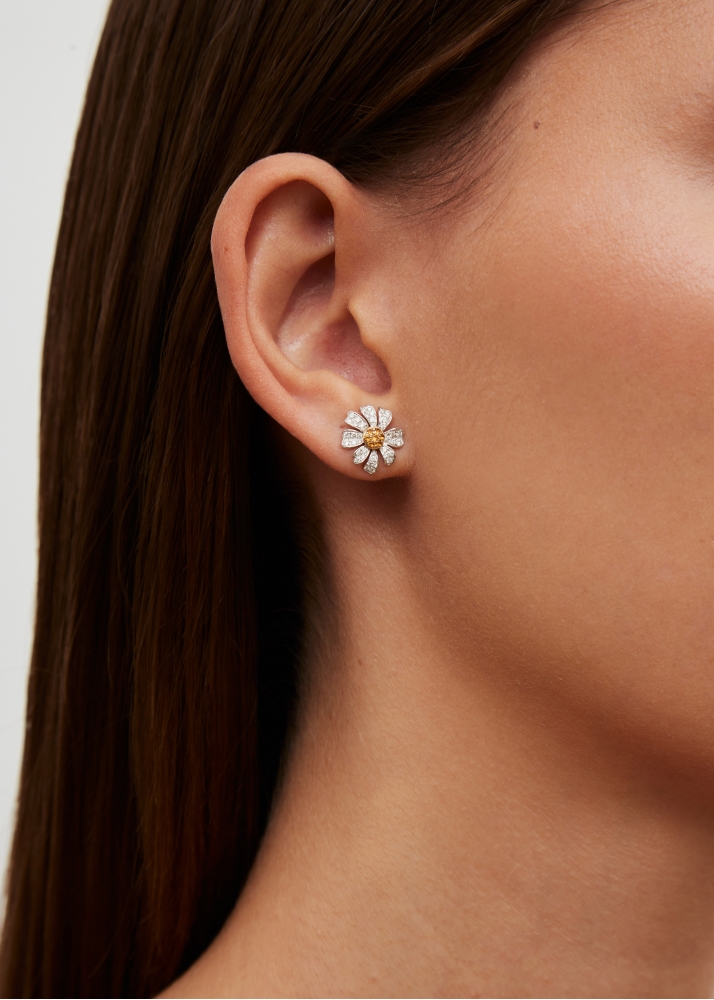 PAIRE DE PUCES MARGUERITE OR BLANC