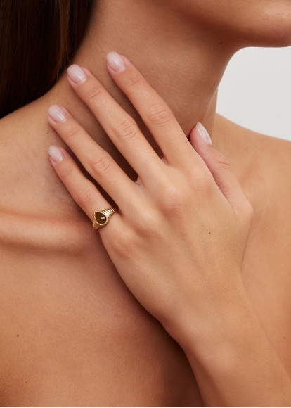 BABY CHEVALIÈRE POIRE BERLINGOT OEIL DE TIGRE OR JAUNE