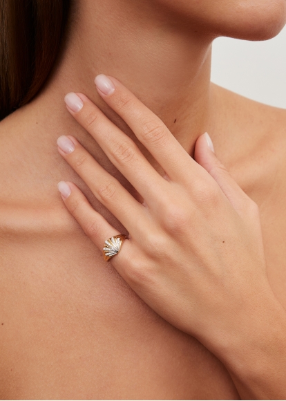 BABY CHEVALIÈRE COQUILLAGE DIAMANTS OR JAUNE