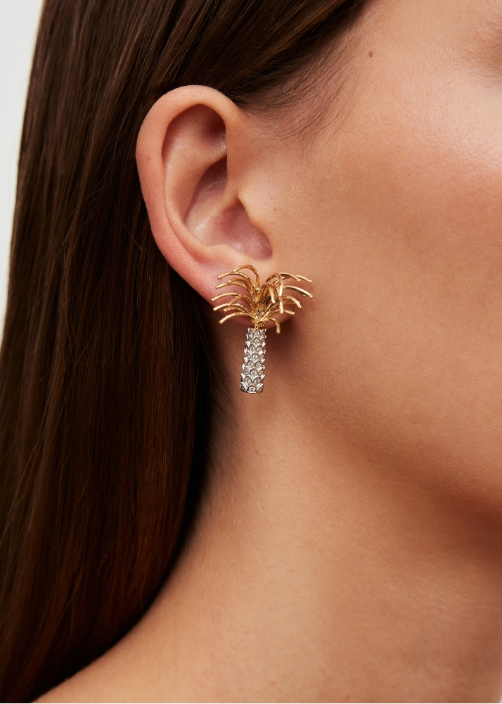 PAIRE DE BOUCLES D’OREILLE PALMIER OR JAUNE