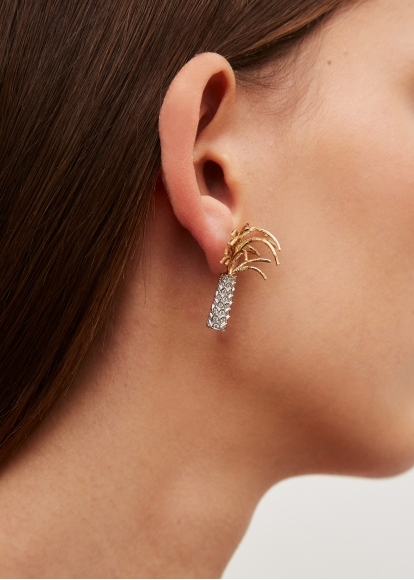 PAIRE DE BOUCLES D’OREILLE PALMIER OR JAUNE