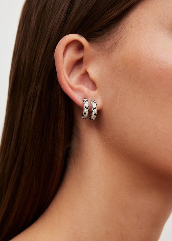 PAIRE DE CREOLES DALMATIEN DIAMANTS OR BLANC