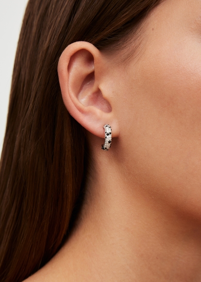 PAIRE DE CREOLES DALMATIEN DIAMANTS OR BLANC