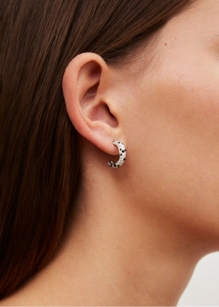 PAIRE DE CREOLES DALMATIEN DIAMANTS OR BLANC