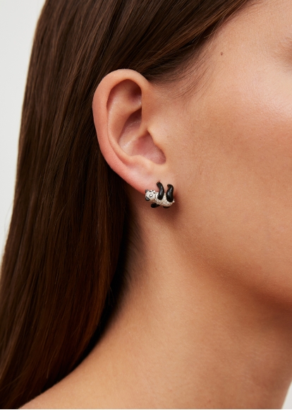 PAIRE DE BOUCLES D’OREILLE PANDA DIAMANTS OR BLANC