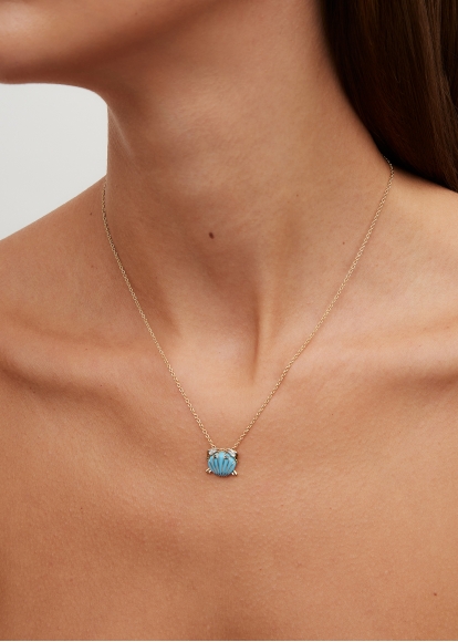 PENDENTIF MINI CRABE COQUILLAGE TURQUOISE OR JAUNE