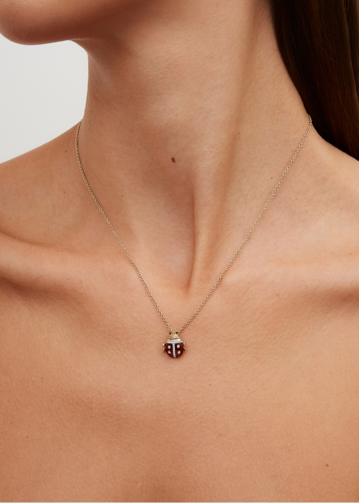 PENDENTIF MINI COCCINELLE OR JAUNE