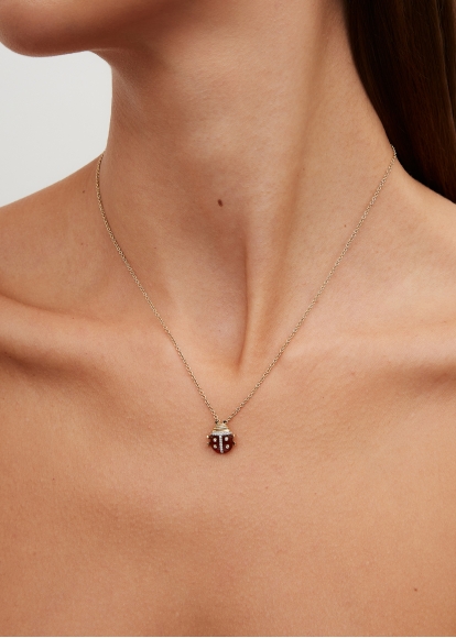 PENDENTIF MINI COCCINELLE OR JAUNE